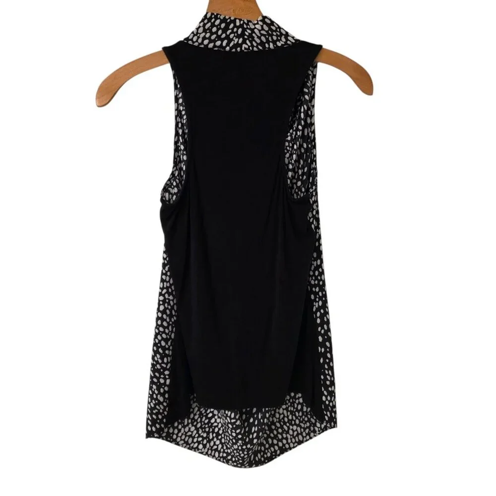 Michael Kors Black Circle Print Cowl Neck Sleeveless Top Sz‎ S Career Classic